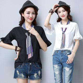 Short-sleeve T-shirt With Scarf