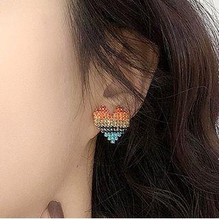 Rainbow Rhinestone Heart Earring 1 Pair - As Shown In Figure - One Size