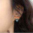 Rainbow Rhinestone Heart Earring 1 Pair - As Shown In Figure - One Size