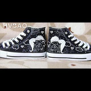 Monochrome Love High-top Canvas Sneakers