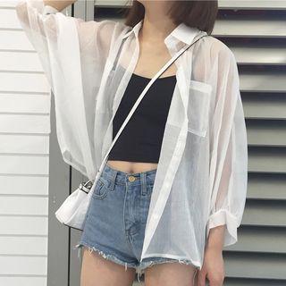 Plain Loose Fit Chiffon Shirt
