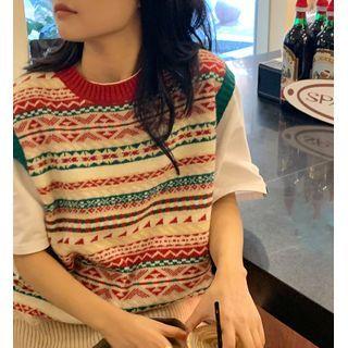 Jacquard Sweater Vest Almond - One Size