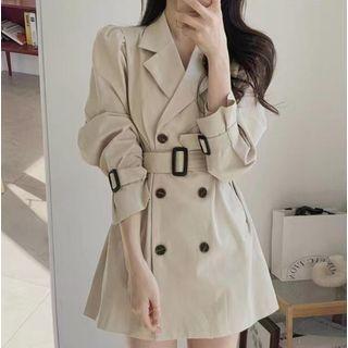 Lapel Double Breasted Belted Dress