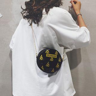 Patterned Round Canvas Crossbody Bag