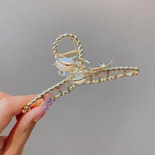 Tulip Rhinestone Alloy Hair Clamp 0809-1 - Gold - One Size