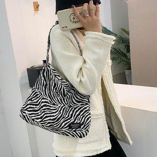 Zebra Print Tote Bag Zebra Print - Black & White - One Size
