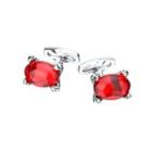 Fashion Elegant Geometric Oval Red Cubic Zirconia Cufflinks Silver - One Size