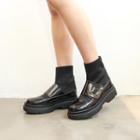 Loop & Hook Strap Elastic Shaft Platform Loafers