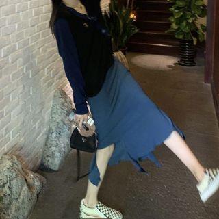 Asymmetrical Ruffled Midi Skirt