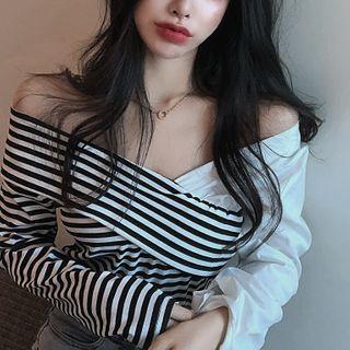 Off-shoulder Paneled Blouse