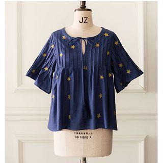Star Embroidered Short-sleeve Top
