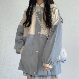 Two Tone Zipped Jacket Blue - One Size