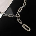 Rhinestone Chain Necklace Necklace - Silver - One Size