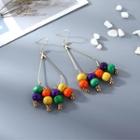 Wooden Bead Alloy Drop Earring 1 Pair - Gold - One Size