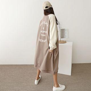 Raglan-sleeve Letter Print Dress