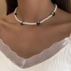 Faux Pearl + Yin And Yang Necklace Silver - One Size