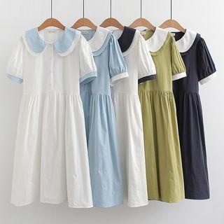 Short Sleeve Color Block Collar Dress