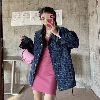 Long-sleeve Pattern Cargo Denim Jacket