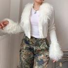 Faux Fur Collared Knit Jacket