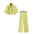 Set: Short-sleeve Cropped Blazer + Wide Leg Pants