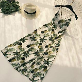 Spaghetti Strap Printed A-line Maxi Dress
