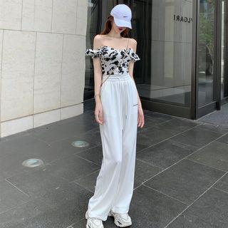 Off Shoulder Printed Top / Wide Leg Pants