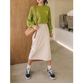 Plus Size Piped H-line Long Skirt