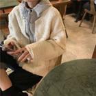 Mock Two-piece Fleece Zipped Jacket Beige - One Size