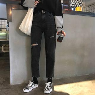 Distressed Straight-cut Jean