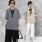 Tie-neck Roll-up Sleeve Blouse