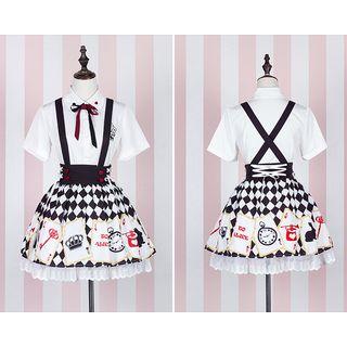 Printed Skirt With Detachable Suspender