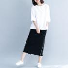 Set: 3/4-sleeve T-shirt + Midi Skirt As Shown In Figure - One Size