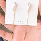 Metal Bar & Faux Pearl Dangle Earring 1 Pair - As Shown In Figure - One Size