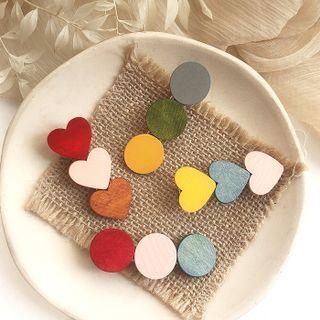 Heart / Disc Wooden Hair Clip