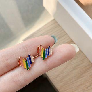 Rainbow Glaze Alloy Heart Earring