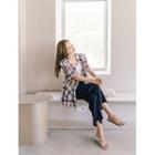 Puff-sleeve Loose-fit Plaid Blazer