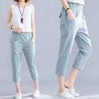 Plain Cropped Straight Fit Pants