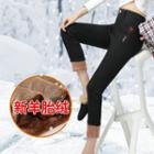 Embroidered Fleece-lined Skinny Jeans