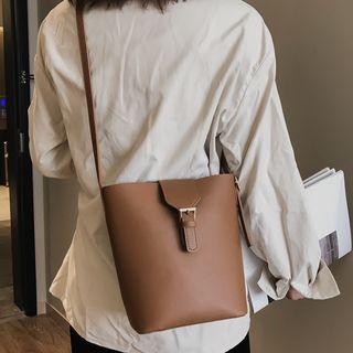 Set: Faux Leather Bucket Bag + Drawstring Pouch