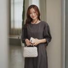 Belted-cuff Seam-trim Long Dress