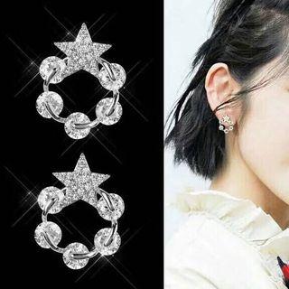 Rhinestones Star Hoop Earring