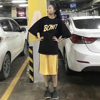 Set: Lettering Loose-fit T-shirt + Skirt