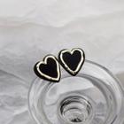 Heart Ear Stud E1998-12 - 1 Pair - Black - One Size