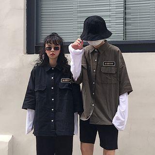 3/4-sleeve Applique Shirt