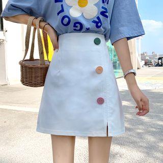 High-waist Slited A-line Skirt