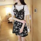 Sweetheart-neckline Sleeveless Floral Print Dress