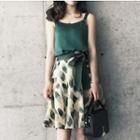 Set: Plain Camisole + Mini Printed A-line Skirt