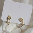 Cat Eye Stone Flower Earring 1 Pair - Silver Needle - One Size