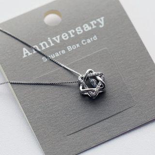 Rhinestone Star Sterling Silver Pendant Necklace