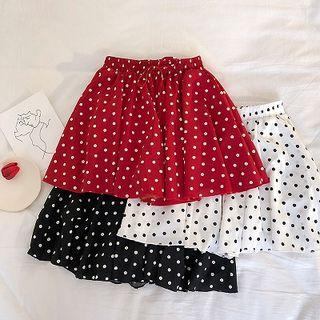Polka Dot Lace-up Chiffon Wide-leg Shorts